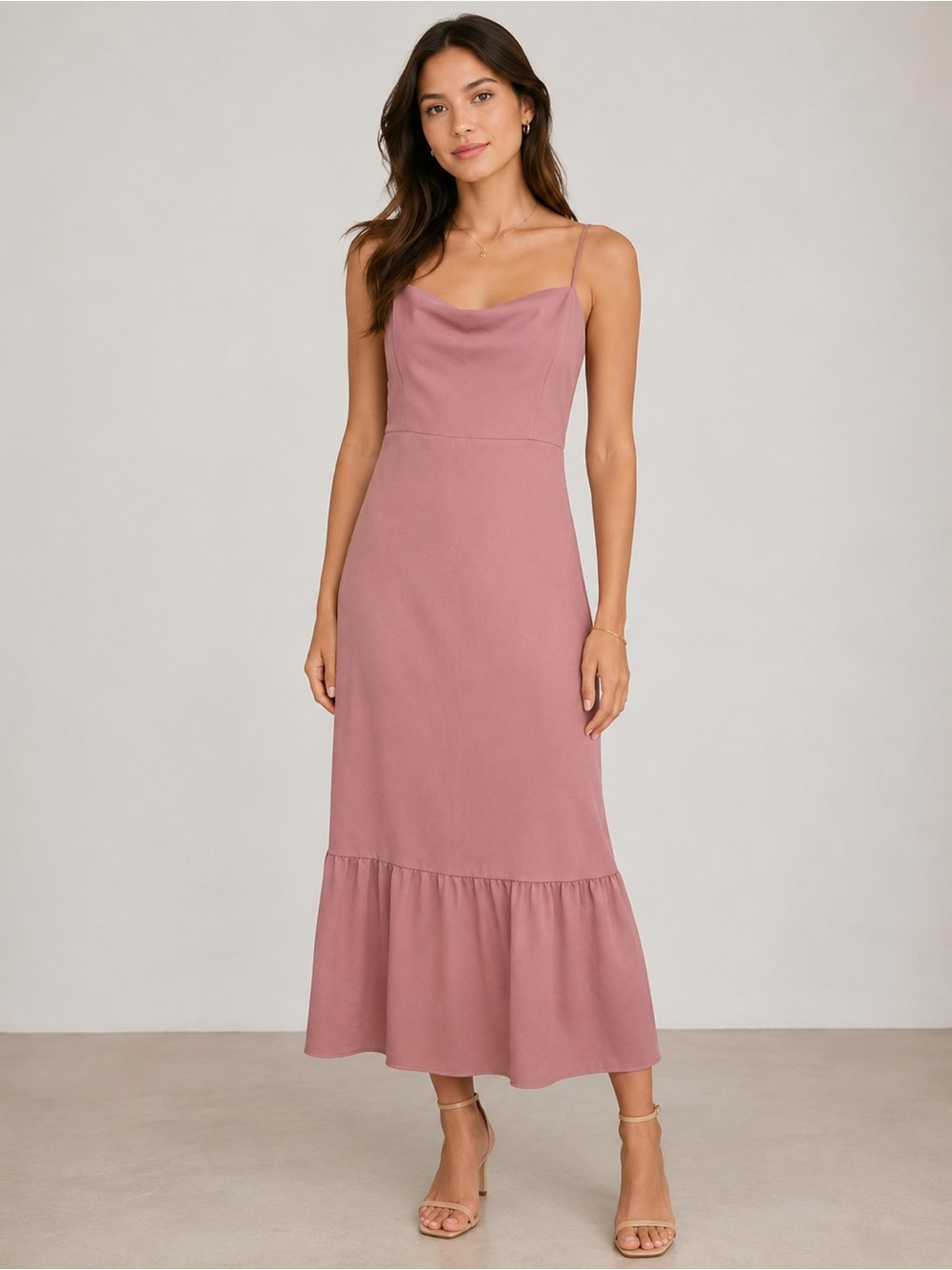 PARK & FIFTH SINGER Dusty Rose Cowl Neck Midi Dress 3XL
